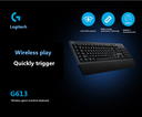Logitech G613 Lightspeed Clavier Gaming Mécanique Sans Fil, Switchs Romer-G Tactiles