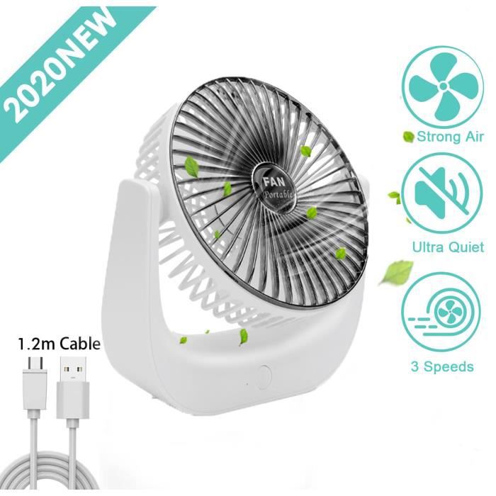 Mini Ventilateur - Portable - Rechargeable  - Purificateur D'Air  - Avec Torche Et Panneau Solaire