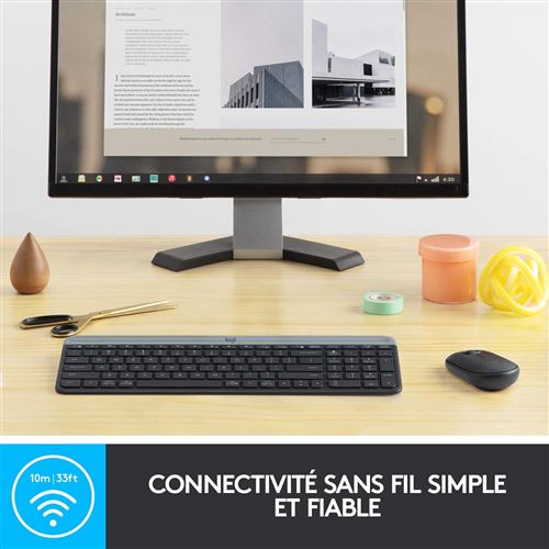 Logitech MK470 Combo Clavier Et Souris Sans Fil Pour Windows, 2,4 GHz Avec Récepteur USB Unifying, Ultra-Fin, Discret, Batterie Longue Durée