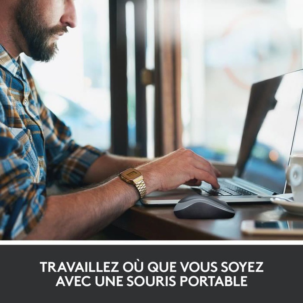 Logitech Souris Sans Fil - M185/M186 - Gris/Noir/Bleu/Rouge