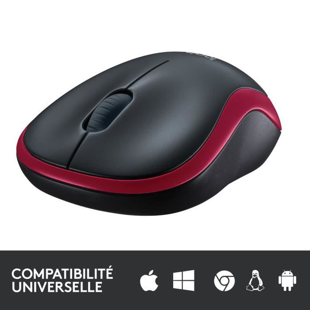 Logitech Souris Sans Fil - M185/M186 - Gris/Noir/Bleu/Rouge