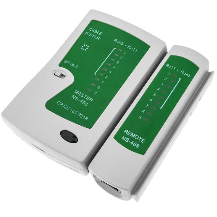 Testeur Câbles Réseaux RJ45 RJ11  - Blanc/vert