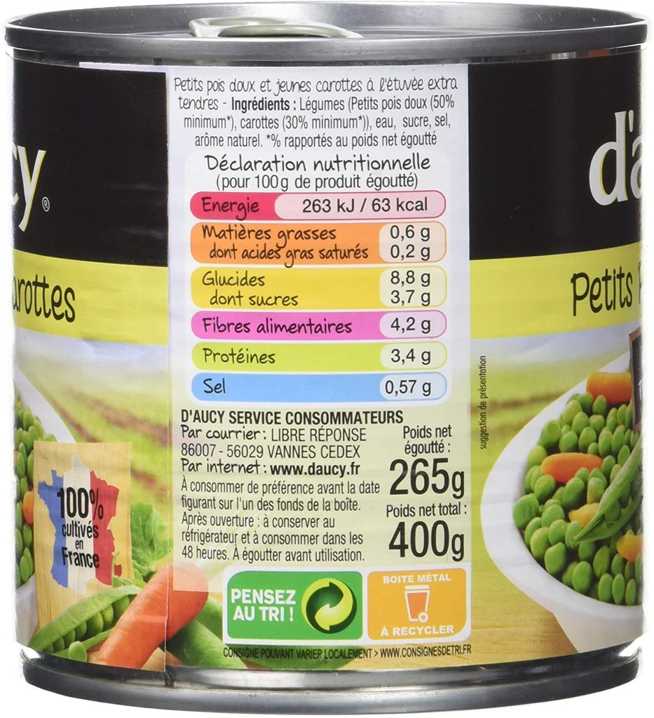 Daucy PETITS POIS CAROTTES T F 4/4