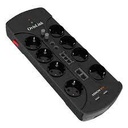 Injelec 6 Multiprises Parafoudre 6   Ports Avec Protection Contre LeS Surchages - Cordon 1.5m - Noir