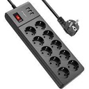 Injelec 6 Multiprises Parafoudre 6   Ports Avec Protection Contre LeS Surchages - Cordon 1.5m - Noir