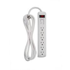 Injelec Pack De 3 Multiprises Parafoudre 4 Prises Avec Protection  - Cordon 1,5m - Noir/Blanc