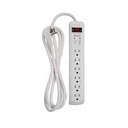 Injelec Pack De 3 Multiprises Parafoudre 4 Prises Avec Protection  - Cordon 1,5m - Noir/Blanc