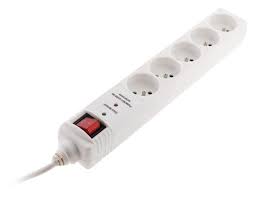 Injelec Pack De 3 Multiprises Parafoudre 4 Prises Avec Protection  - Cordon 1,5m - Noir/Blanc