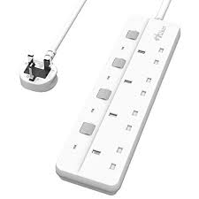 Injelec Pack De 4 Multiprises Parafoudre 4 Prises - Protection Contre LeS Surchages - Cordon 1,5m