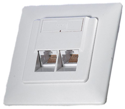 Prise Murale Universelles Cat5/6 - 1x Ports RJ45 - Protégés- Apparent/encastré - Blanc
