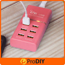 Prise USB U6 6 Ports Chargeur Intelligent- Rose