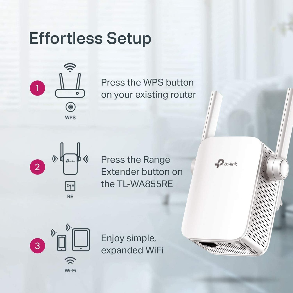 TP-Link Répéteur Wifi N300 - TL-WA855RE - 1 Port - Blanc