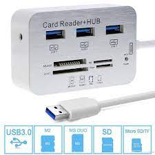 HUB USB 2.0 - 3 Ports USB - Lecteur De Carte SD / TF Lecteur De Type C  + Carte Mémoire 16Go-blanc