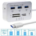 HUB USB 2.0 - 3 Ports USB - Lecteur De Carte SD / TF Lecteur De Type C  + Carte Mémoire 16Go-blanc