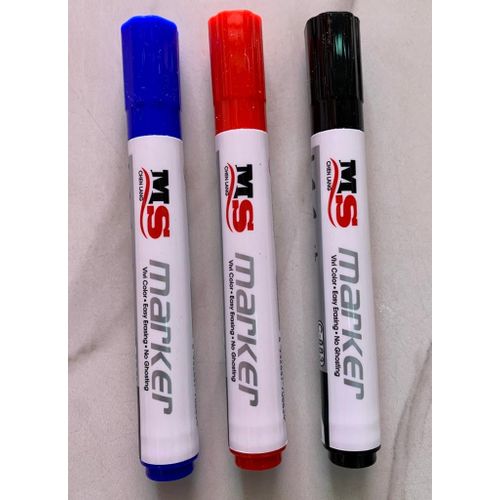 Marqueurs Effaçable Pour Tableau Blanc Lot De 3 Couleurs  + 1 Brosse Pour Tableau - Multicolore