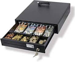 Tiroir Caisse Métal PL 420 - 12 Compartiments Plateau A Monnaie/Billets - Noir