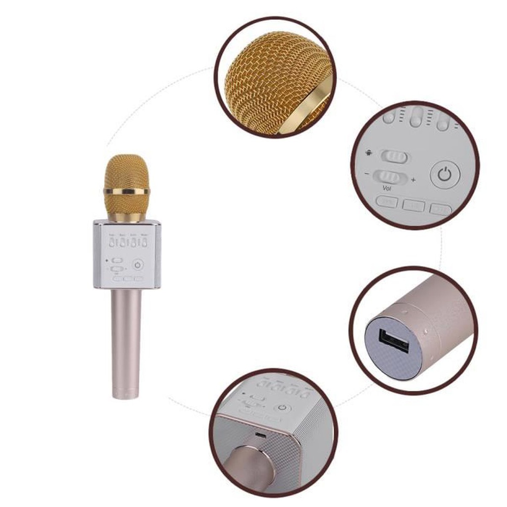 Microphone Bluetooth Karaoké - Couleur En Fonction Du Stock Disponible