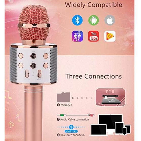 Microphone Bluetooth Pour Karaoké - Rose / Or (emballage Endommagé)