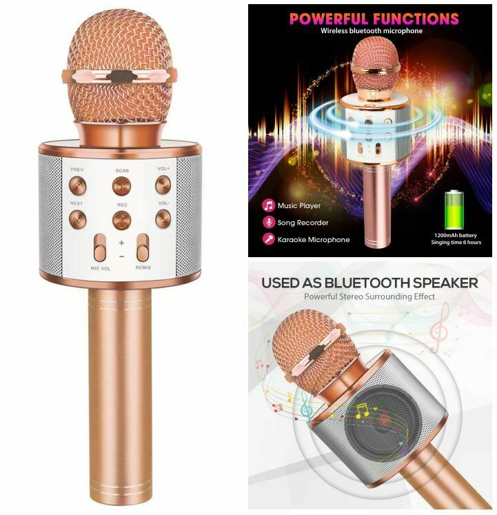 Microphone Bluetooth Pour Karaoké - Rose / Or (emballage Endommagé)