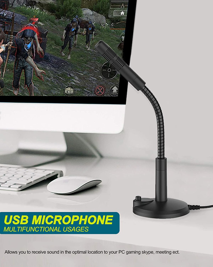 Microphone De Bureau Omnidirectionnel USB Plug-and-play à 360 ° Réglable