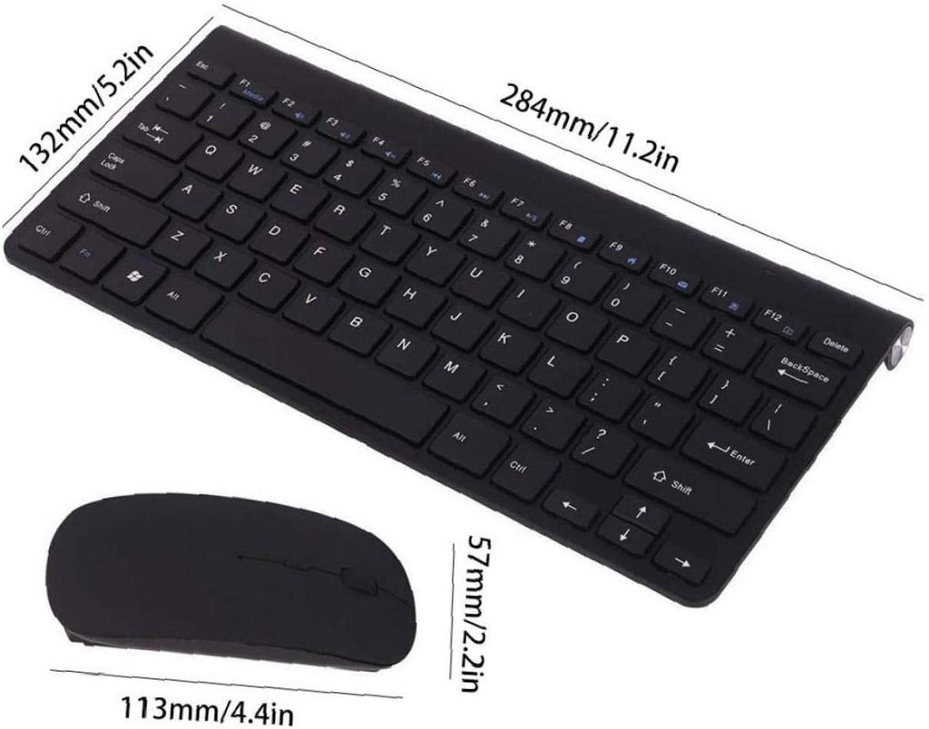 Mini Clavier  AZERTY Et Souris Combinés Sans Fil - Blanc/Noir