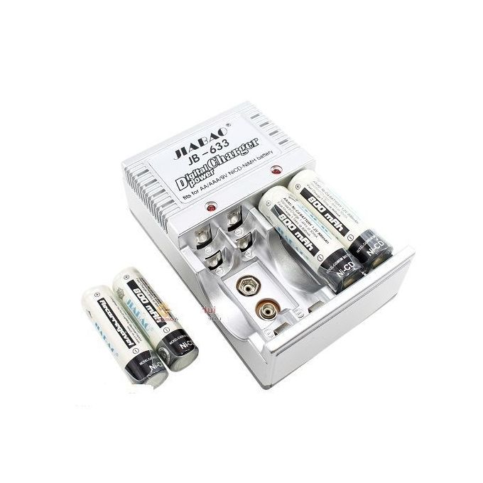 JIBAO Chargeur De Pile Avec 4 Pile-Blanc