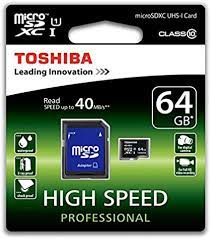 Toshiba Carte Mémoire - 64GB -  Evo Plus -  MICRO SDXC - 100MB/S - NOIR