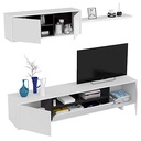 belus meuble tv contemporain blanc brillant et decor noir blanc