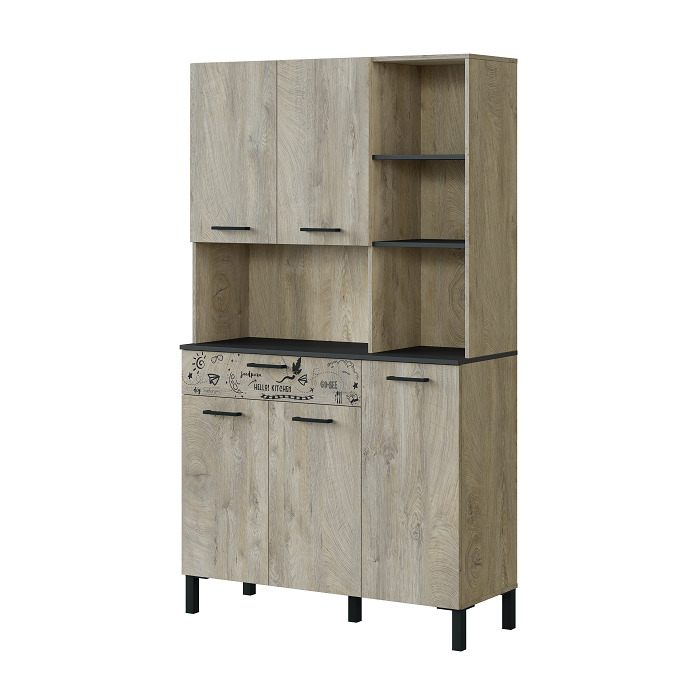 kira buffet plus de cuisine 5 portes 1 tiroir marron