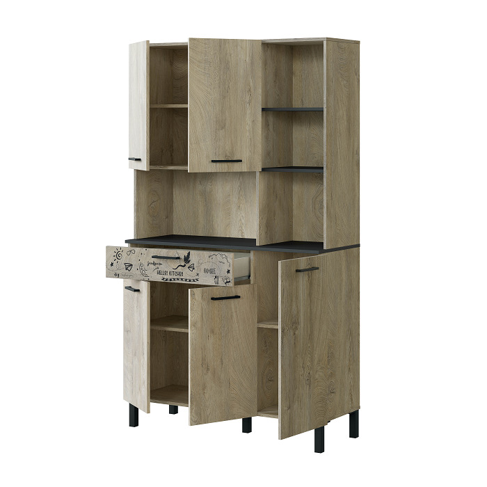 kira buffet plus de cuisine 5 portes 1 tiroir marron