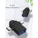 HUB USB 2.0 - 3 Ports USB - Lecteur De Carte SD / TF Lecteur De Type C  + Carte Mémoire 16Go - Blanc