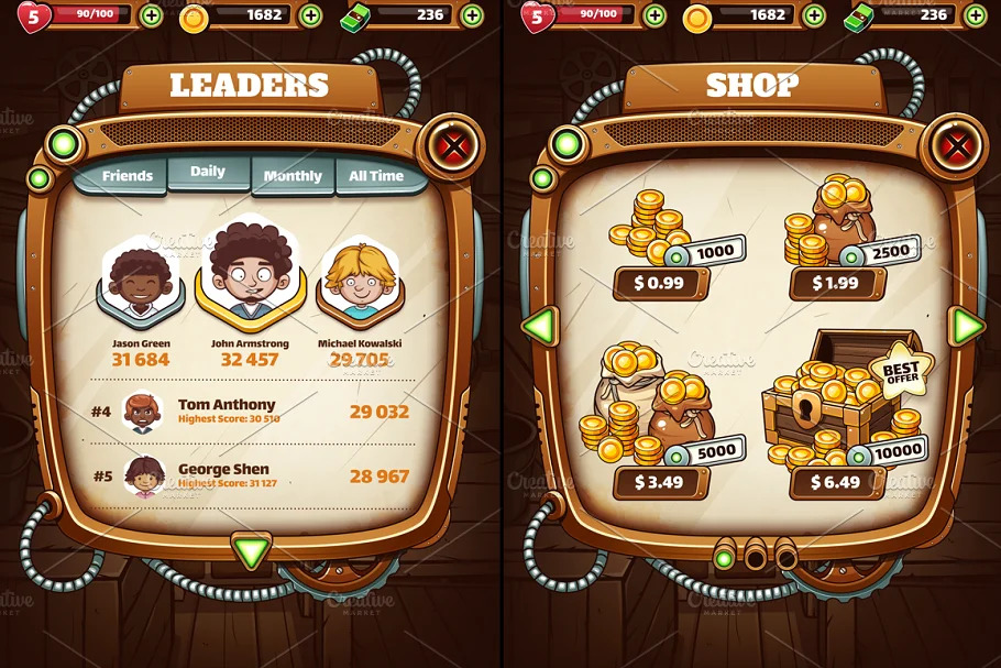 Steampunk GUI for Mobile Game