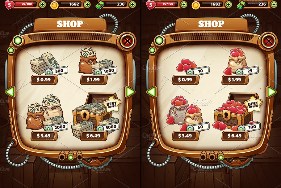 Steampunk GUI for Mobile Game