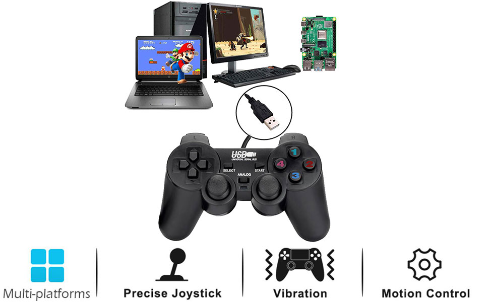 Wired Game Controller Computer Game Handle For PS 2 / PC