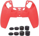 Handle Sleeve Silicone Case Dustproof Skin Protective Cover For PS5 Controller-red