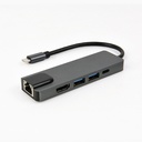 Convertisseur USB Type C Vers HDMI USB 3.0 USB-C RJ45 HUB
