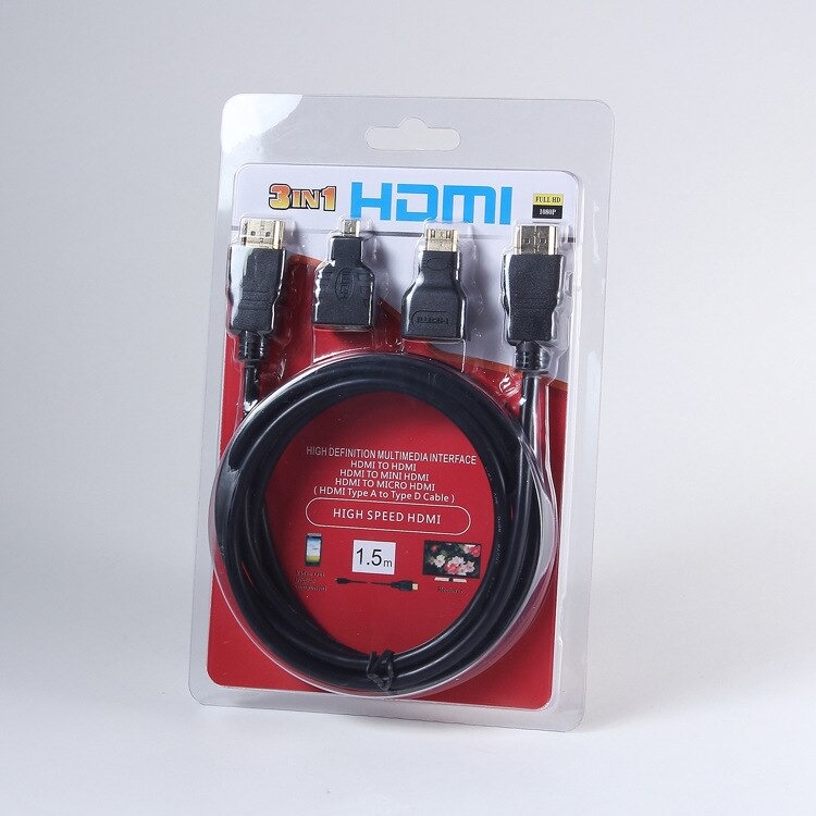 Câble + 2 Adaptateurs (Micro, Mini) HDMI