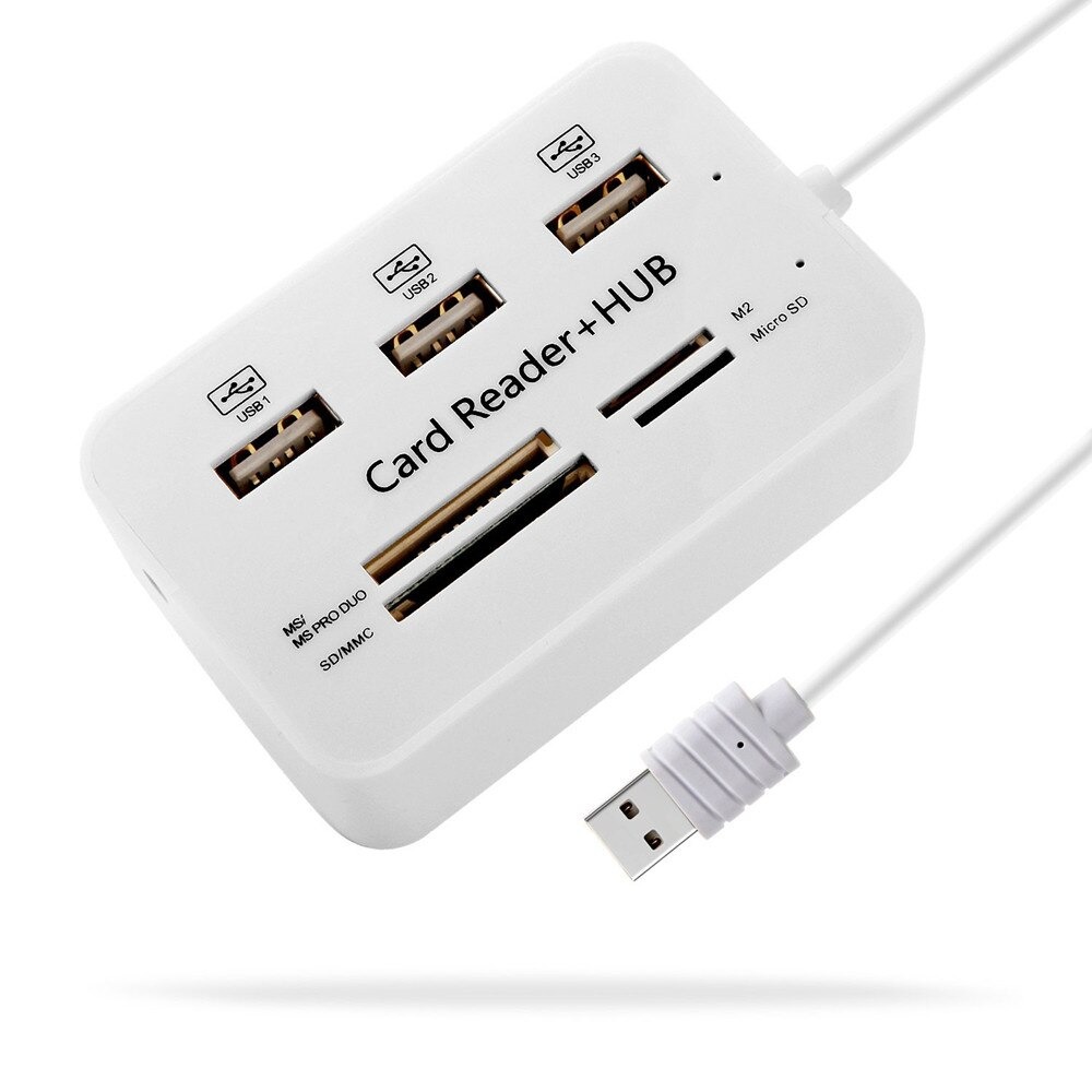 Combo HUB USB 2.0 3.0 Multifonction 3 Ports USB Avec Lecteur De Carte SD - Blanc