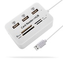 Combo HUB USB 2.0 3.0 Multifonction 3 Ports USB Avec Lecteur De Carte SD - Blanc