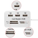 Combo HUB USB 2.0 3.0 Multifonction 3 Ports USB Avec Lecteur De Carte SD - Blanc