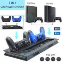Pour Support Vertical Mince PS4 / PS4 Avec Chargeur De Contrôleur De Ventilateur De Refroidissement