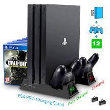 Pour Support Vertical Mince PS4 / PS4 Avec Chargeur De Contrôleur De Ventilateur De Refroidissement