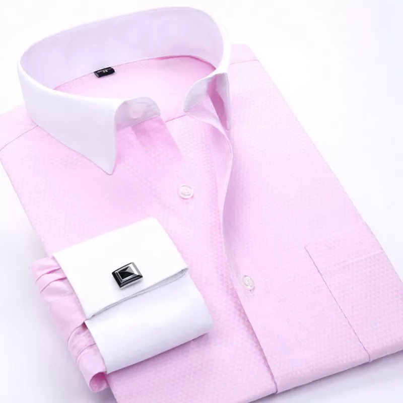 Chemise de luxe à manches longues pour homme rose clair