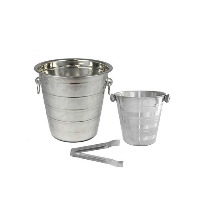 Set 2 Seaux à Champagne + Pince - Argent