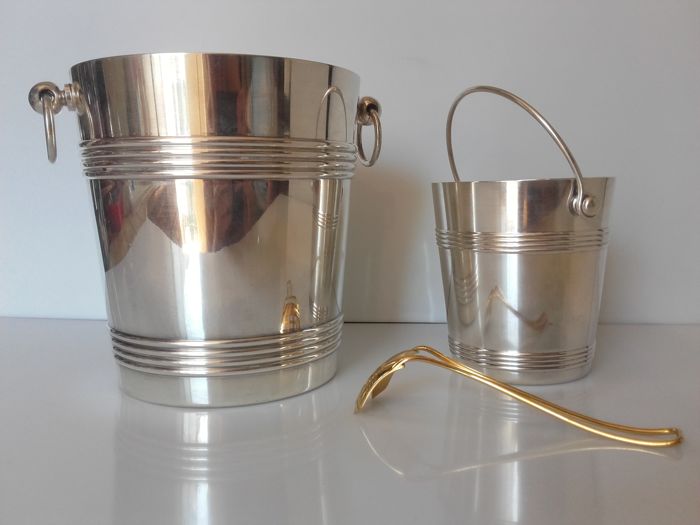 Set 2 Seaux à Champagne + Pince - Argent