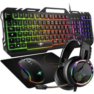 Set Gaming Professionnel 4 En 1: Casque + Souris + Clavier + Pad