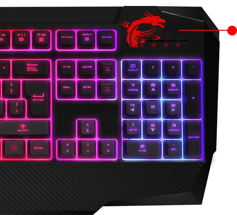 Msi Vigor GK40 Clavier Gaming à Membrane USB, Clavier, LED RGB, PC, Xbox Et PS4 - Noir