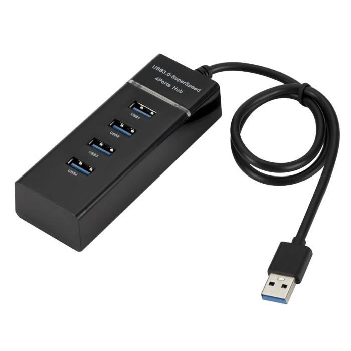 Multi-Port USB 4 En 1 Avec Contact - Noir
