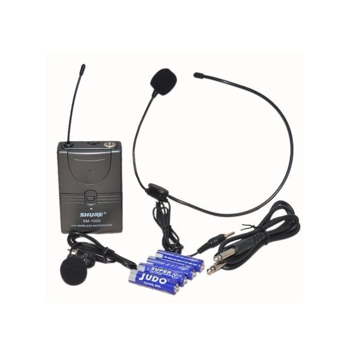 Shure Micro Baladeur A Haute Portée 300 M UHF Professionnel + Casque - SM-1000 - Noir