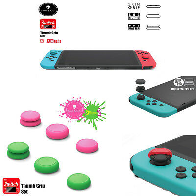 Skull&amp;Co Left + Right Gamepad Rocker Cap Button Cover Thumb Grip Set For Switch / Switch Lite / JOYCON (Blue + Red)